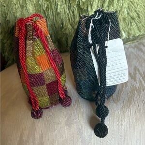 Multicolor Checkered Mini Bag with Drawstring